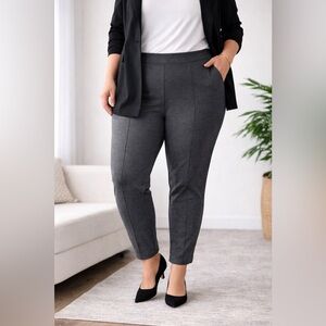 Anne Klein Ponte Knit Pants Heather Gray Pull On everyday wear Stretch Size 2X